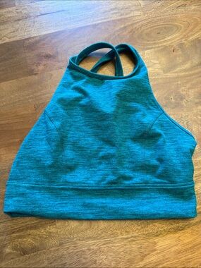 JoyLab Teal Blue Cropped High-Neck Sports Bra